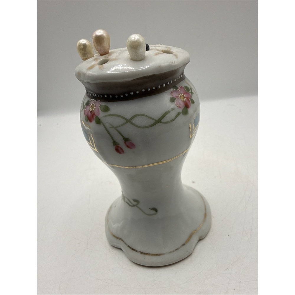 Vintage Porcelain Hand-Painted Haat Pin Holder Made in Japan with Hat Pins - Picture 6 of 12